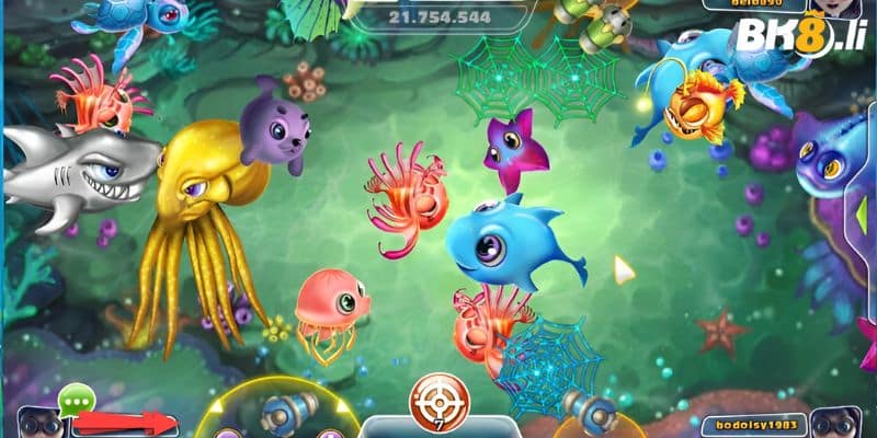 Giao diện game bắn cá 4 người chơi được thiết kế vô cùng đẹp mắt